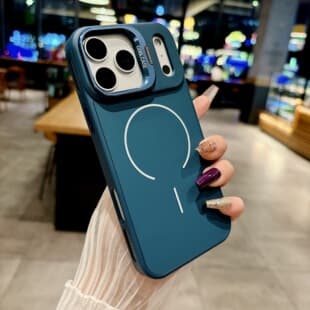 Compatible with iPhone 17 Pro Max Skin-Feel Silicone Magnetic Phone Case for iPhone 16 Heat Dissipation Lens Stand 15