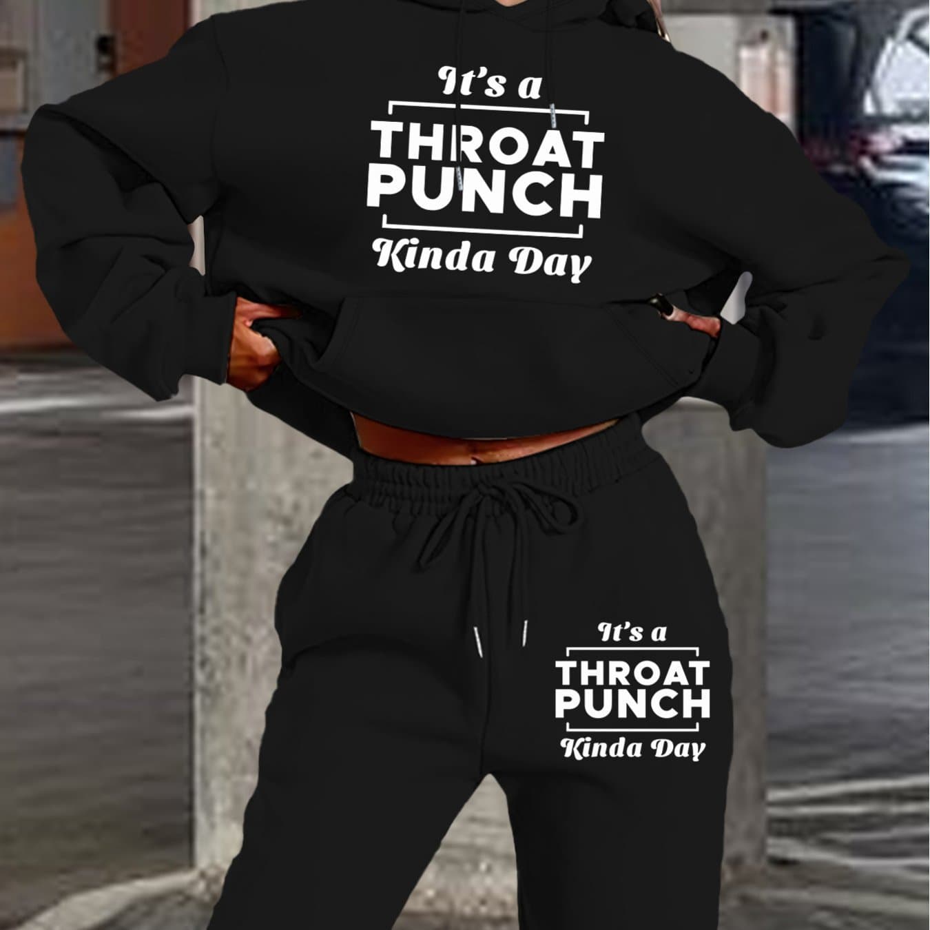 Cross-border European size Women'S Casual Hooded Tracksuit Set, Pol men's and women's sweatshirts