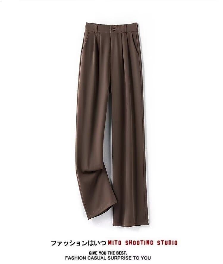 Premium Solid Color Wide-Leg Pants 2026 Summer Thin Loose High-Waist Straight-Leg Long Casual Trousers