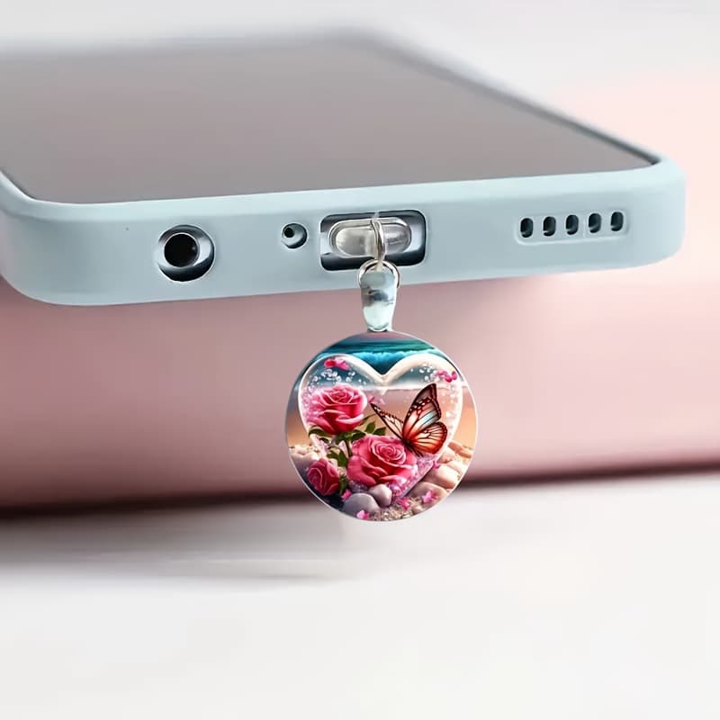 Seaside Heart Fun - Phone Dust Plug, Handmade, Compact, Protects Charging Port. Plus