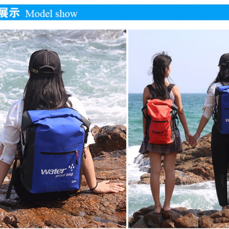 Outdoor Waterproof Barrel Bag for Beach Camping, Mountain Leisure, Diving, Stream Trekking, Swimming, and Seaside Rafting Backpack 25L Factory Direct