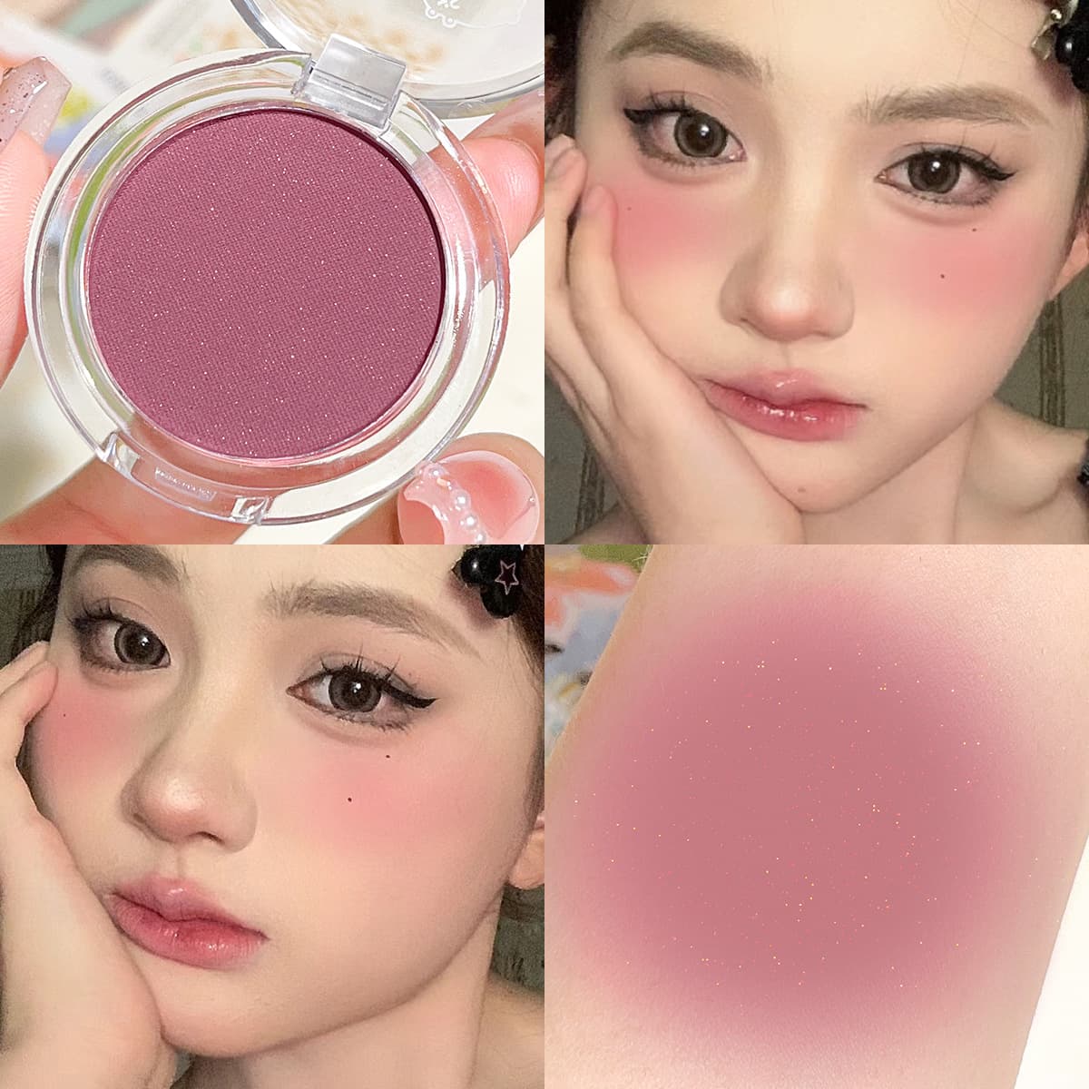 HISYI Soft Blush Compact Natural Nude Matte Single Color Highlighting Contouring Blush Powder