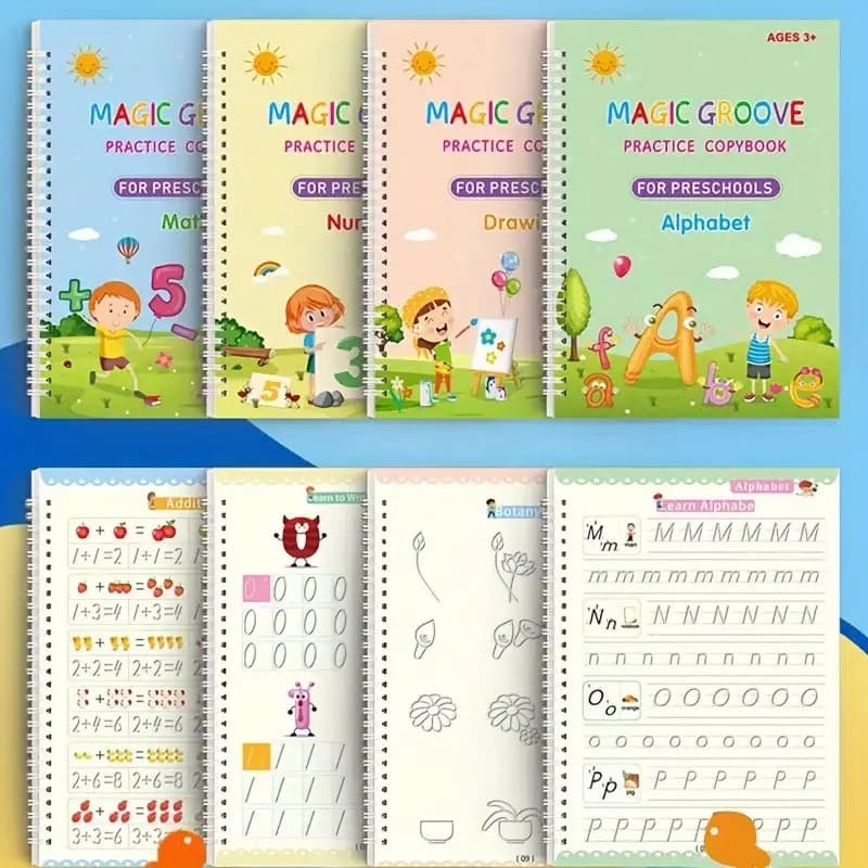 Small 19*13CM Cross-border English Version 3-6 Years Old Children Groove Copybook Student Training Pen Control Magic Practice Copybook