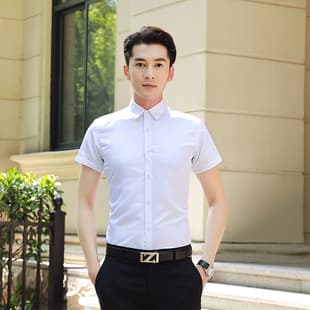 Short Sleeve White Shirt for Men Summer Thin Fit Business Half Sleeve Professional Formal Wear Wrinkle-Free White Shirt