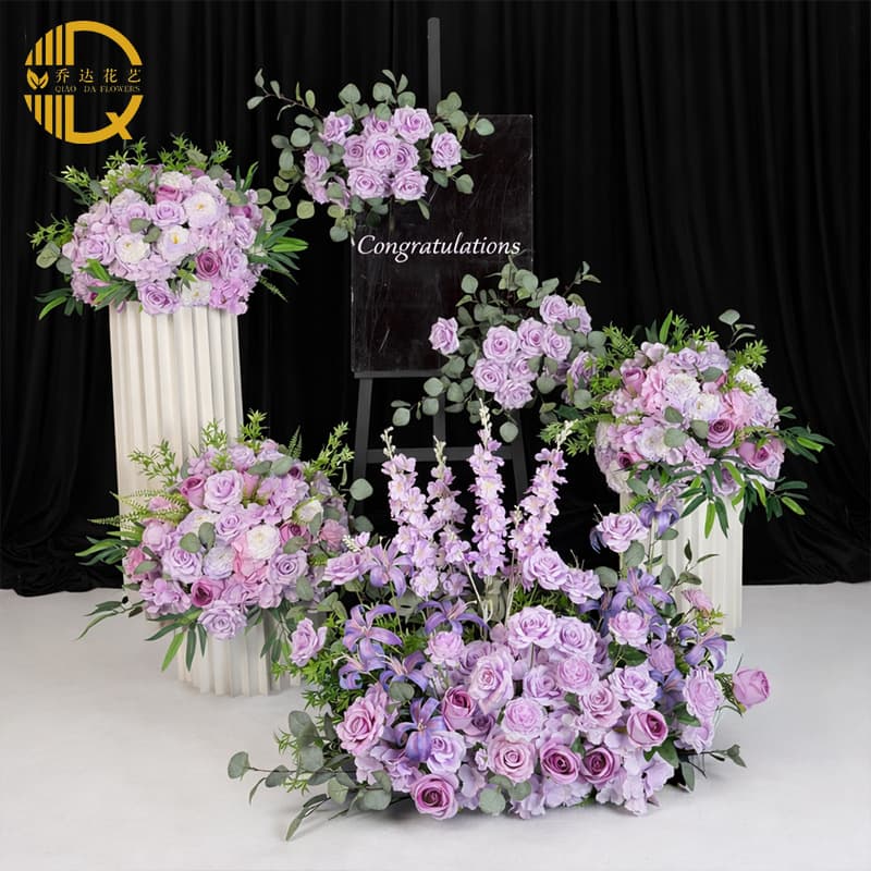 Delivery ceremony arrangement bouquet, wedding road lead flowers, artificial flowers, Roman columns, delivery area decorations, scene bouquets