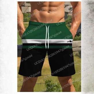 Men's Geometric Stripe Beach Shorts, Fitness and Workout Shorts, Summer Beach Sports Shorts