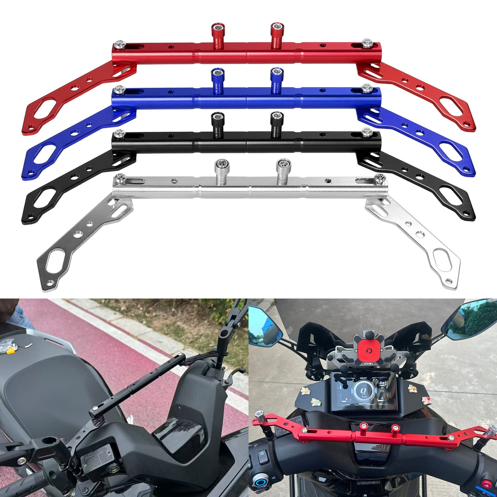 Electric Motorcycle Rearview Mirror Modification Accessories Crossbar Handlebar Balance Bar Mirror Mount Extension Reinforcement Bracket