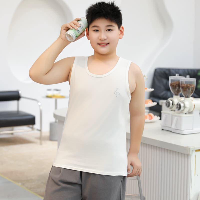 Plus-size Boys' Vest Big Kid Summer Pure Cotton Extra Large Boy Sleeveless T-shirt Children's Innerwear Student Undershirt