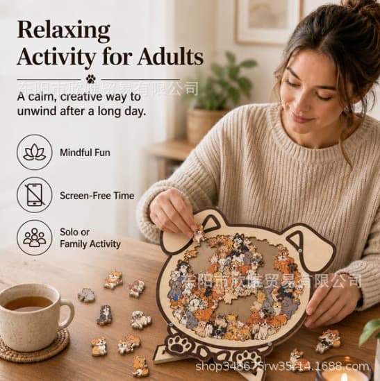 Cross-border hot product Wooden Dog Jigsaw Puzzle Wooden Dog Jigsaw Puzzle