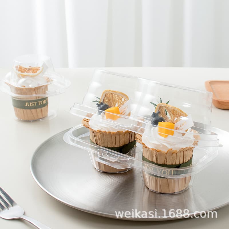 Cupcake Packaging Box Single/Two-Piece Egg Tart Tray Thickened Blister Pack 2 Muffin Cup Box Dessert