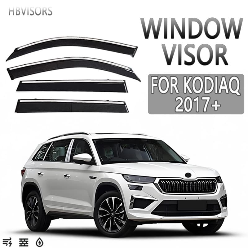 Suitable for 2017+KODIAQ stainless steel rain shield rain eyebrow side window deflector Window visor
