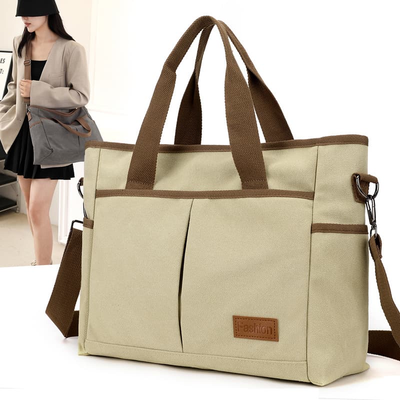 Women's lightweight large-capacity simple canvas bag new daily versatile casual shoulder crossbody bag commuter tote bag