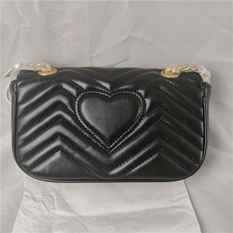G House Wave Pattern Marmont Heart Bag Women's Bag Celebrity Same Style Double Chain Bag G Shoulder Crossbody Bag Mini Women's Bag