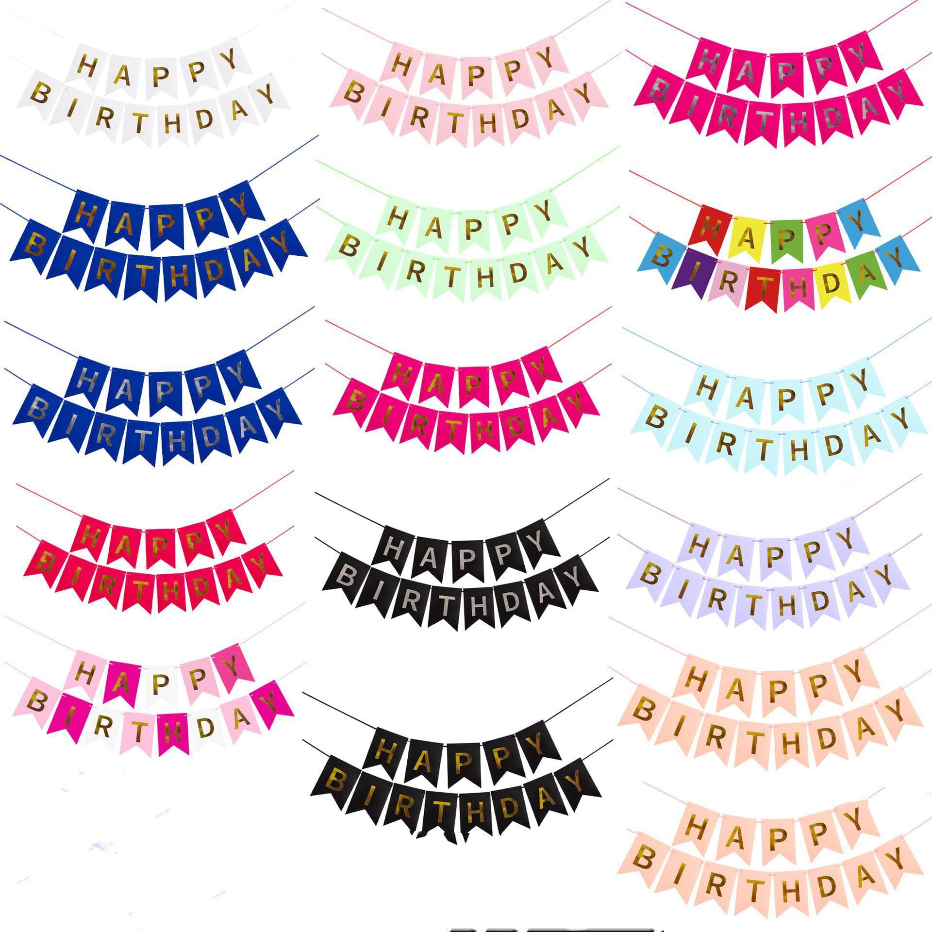 Gold Foil Fish Tail Happy Birthday Banner Party Decoration
