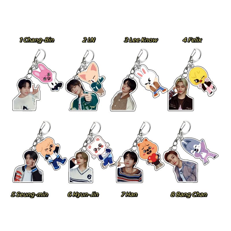Stray Kids K-pop Boy Band Style Merchandise Hyunjin Lee Know Han Keychain 877
