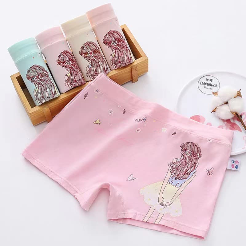 Girls' Teen Cotton Boxer Briefs, Pure Cotton Children's Youth Student Women's Four-Corner Shorts