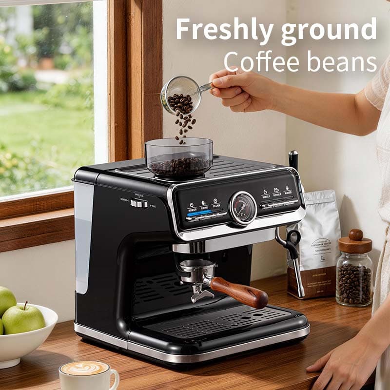 Machine coffee machine home semi-automatic grinding integrated milk foam office steam coffee machine cross-border