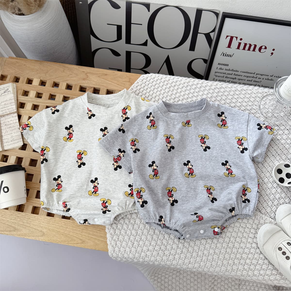 Trendy authentic infant summer triangle bag fart garment A cotton soft and breathable cotton baby triangle Mickey hoodie