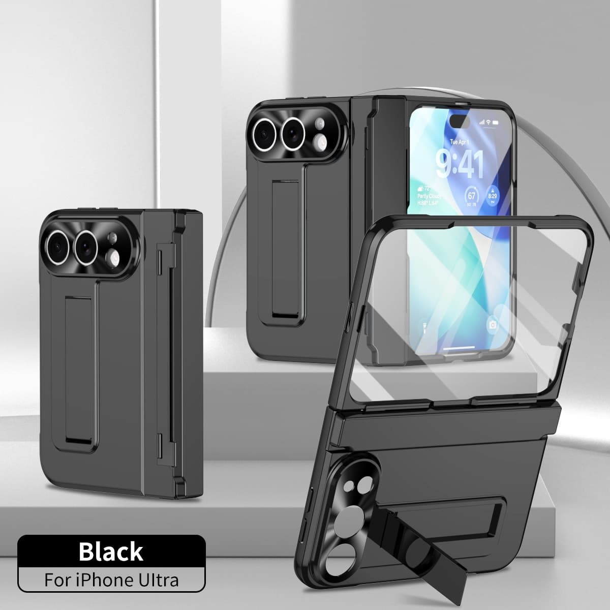 Compatible with iPhone Ultra Phone Case with Stand, Electroplated Hinge, Full Coverage Apple 18 Foldable Screen Protective Case