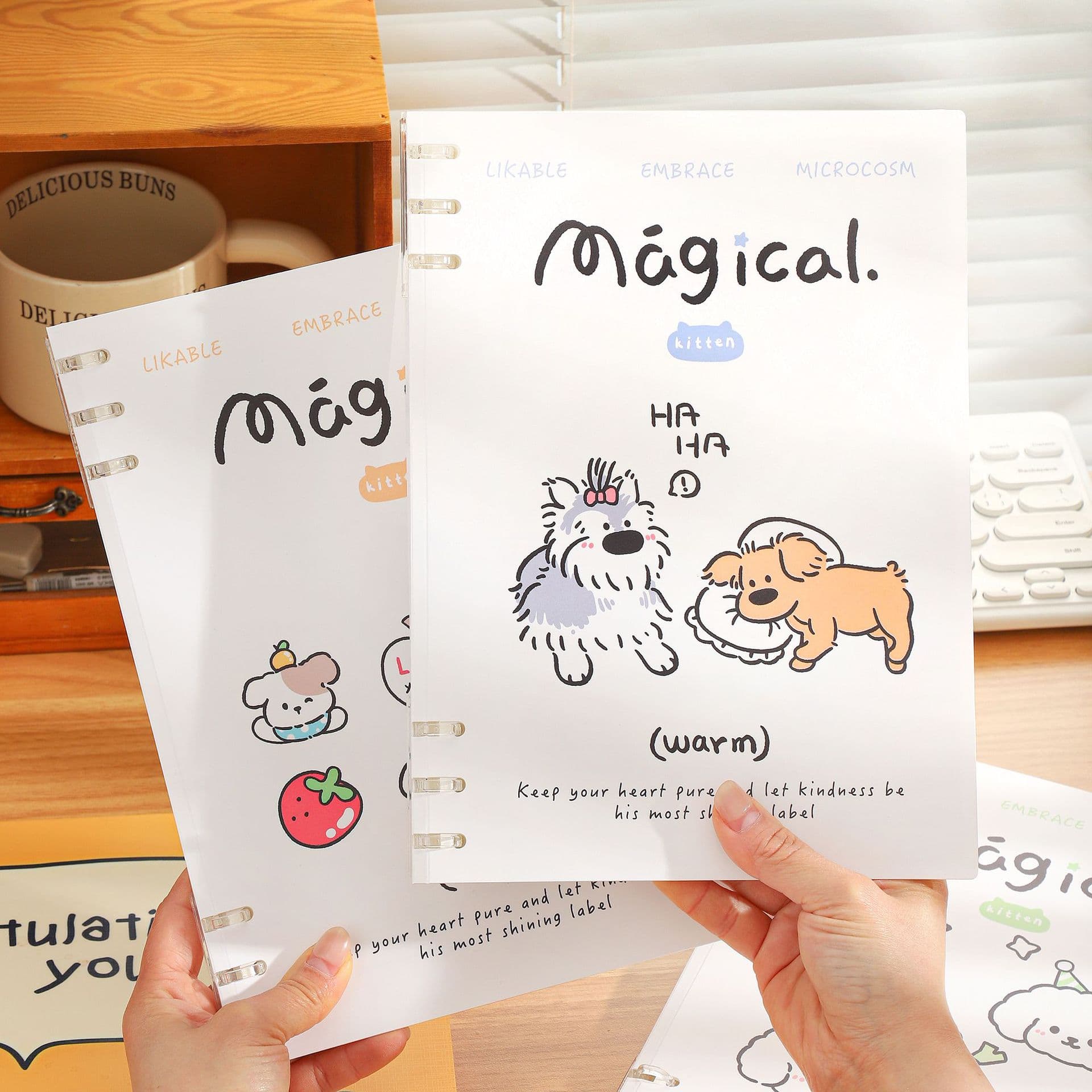 Ronin A5 6-Ring Binder Notebook 16K Non-Scratch Detachable Coil Notebook 60 Sheets Cute Student Notebook