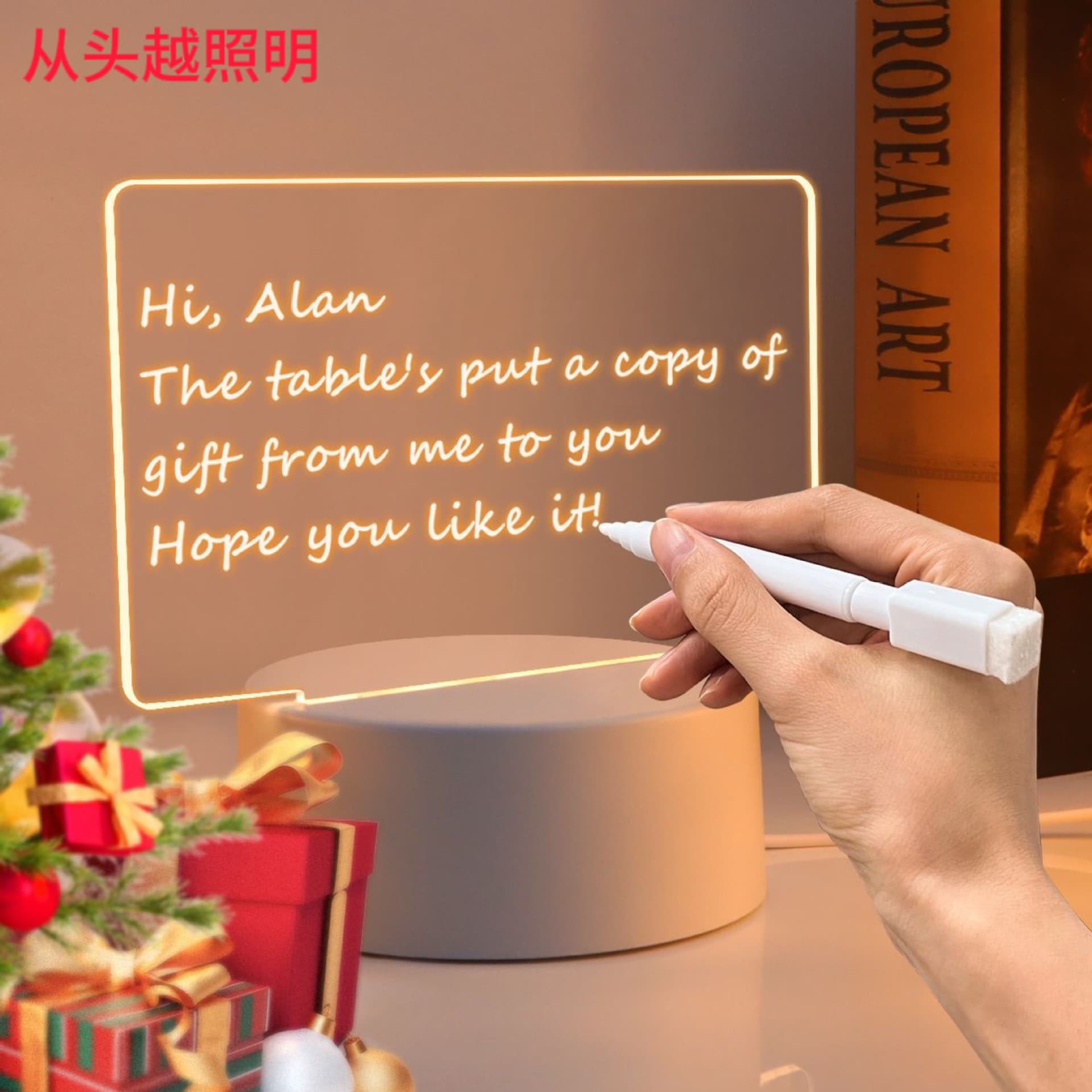 Popular 3D Message Board Night Light with DIY Transparent USB Writing Panel for Bedside Decor