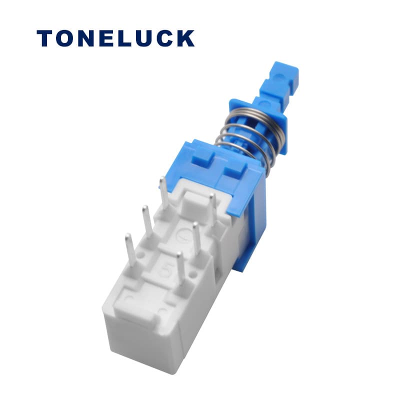 TONELUCK manufacturer supplies PBA direct key switch, blue handle 6-pin push-button switch, self-locking/non-locking press switch