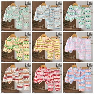 2026 Kids' Pajamas Autumn Button-Up Long Sleeve Top and Pants Boys Girls Homewear Set Factory Direct