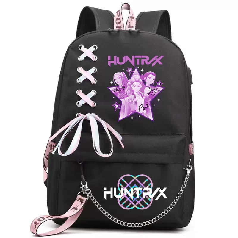 KPop Demon Hunters Anime Backpack Back to School Fashion Women School Backpack Black Teen Girls Student