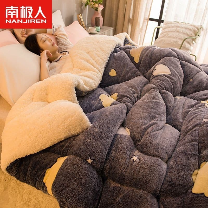 Lambswool extra thick warm snowflake fleece winter quilt, student dormitory single/double cotton quilt core