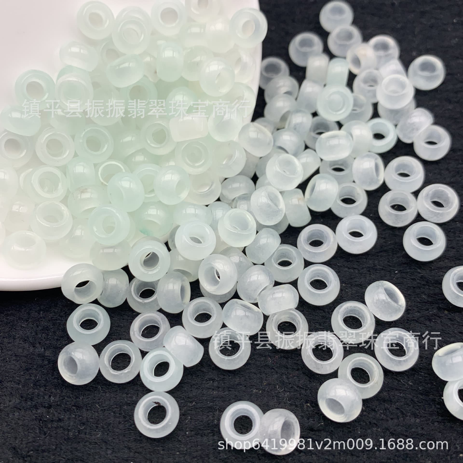 Large Hole Abacus Bead Jade Loose Beads Wholesale, Ice White 8×5mm Large Hole Donut DIY Jade Jewelry Wholesale