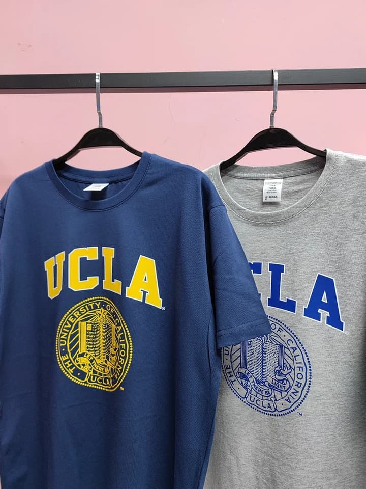 UCLA Los Angeles printed T-shirt, American retro college style short-sleeved, loose couple style, source factory