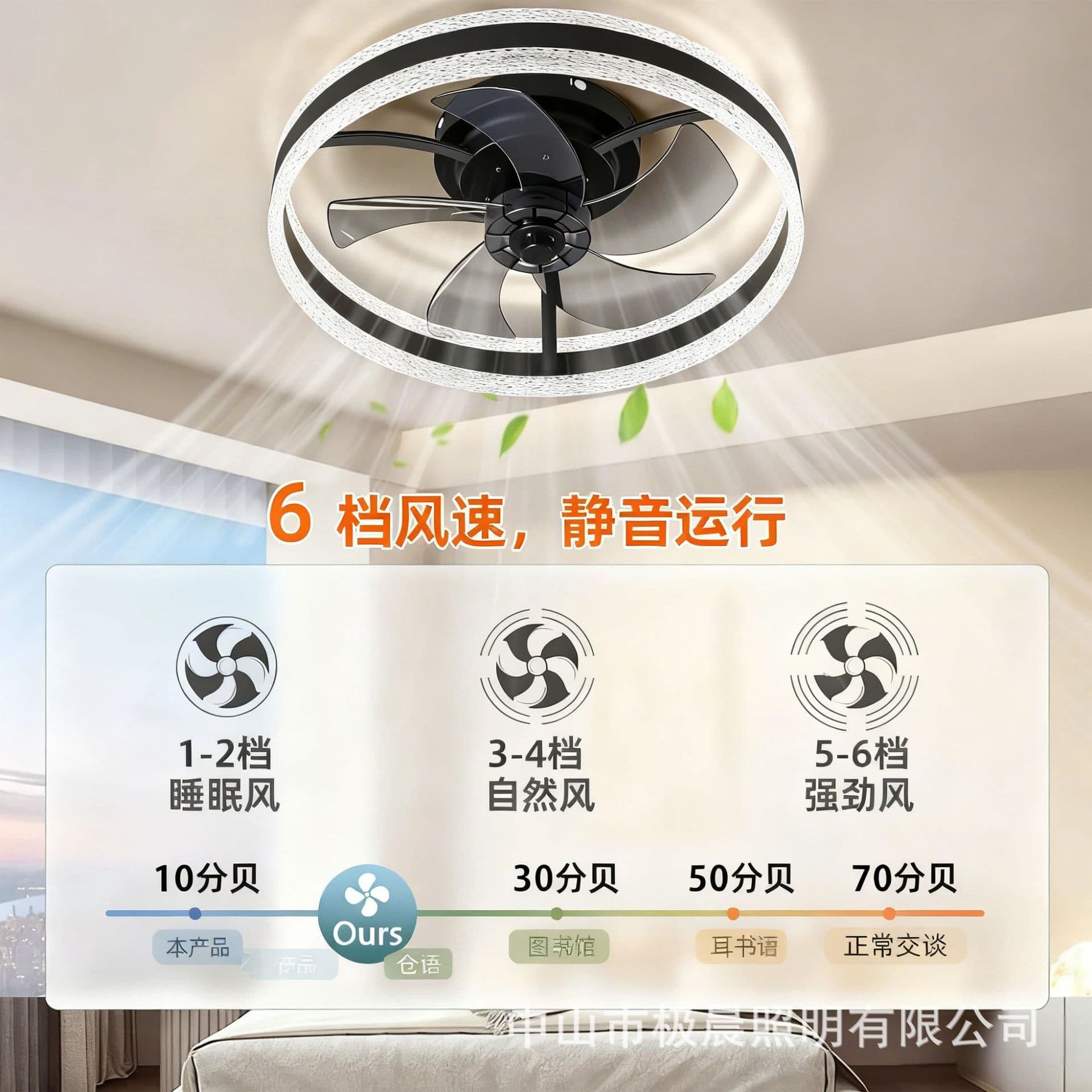 Fan Light with Dual Crystal Pattern, 2.4G Smart Remote, European/American Modern Minimalist Fan Light, Nordic Style Cross-Border Bestseller