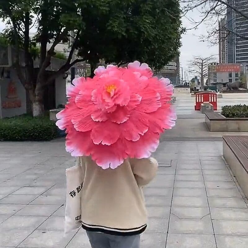 Creative Umbrella Funny Pretty Flower Umbrella Parasol for Romance and Good Luck, Peony Design for Finding Love