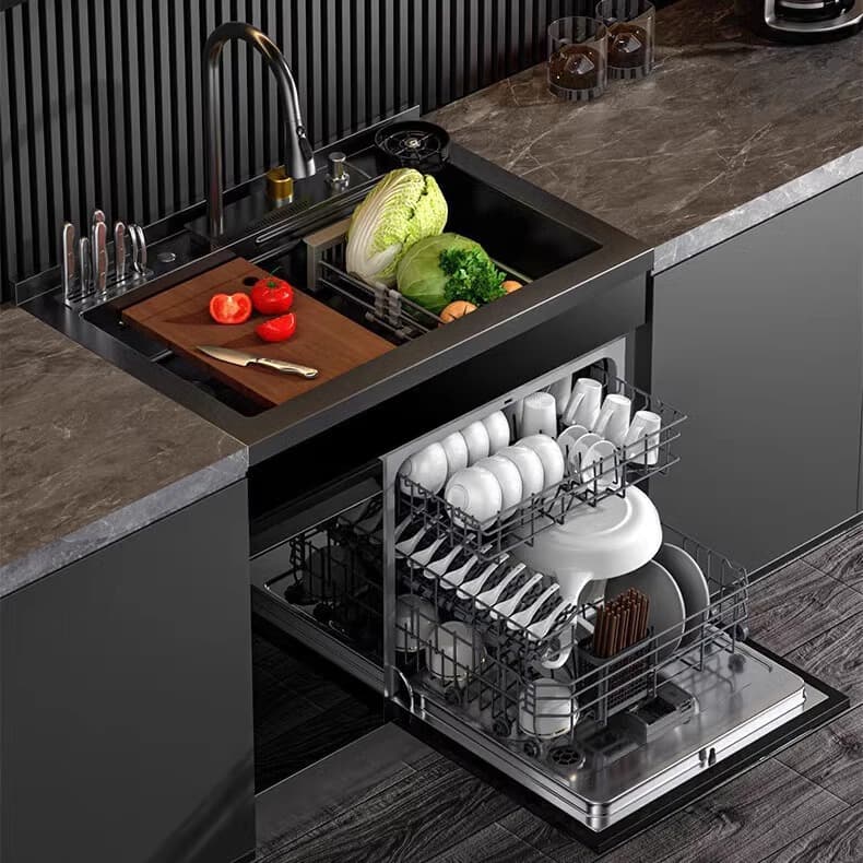 Integrated Sink Dishwasher with Ultrasonic Disinfection - Fully Automatic Household Smart Standalone Unit