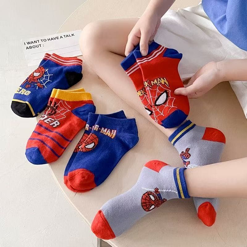 Boys Cartoon Spider-Man Socks Breathable Baby Socks Anime Big Kids Girls Students Socks Boat Socks Toddler Kids