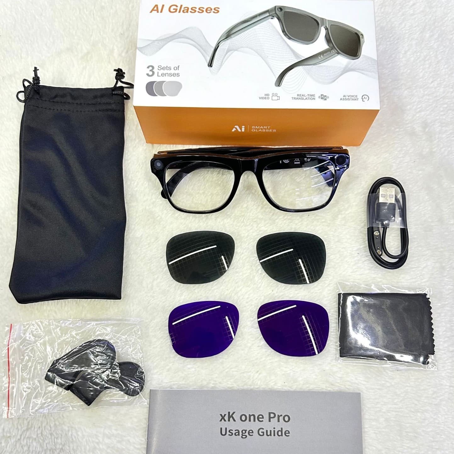 XK One Pro AI Camera Wireless Voice Control Bluetooth Photo Translation Black Tech AI Smart Glasses 100W