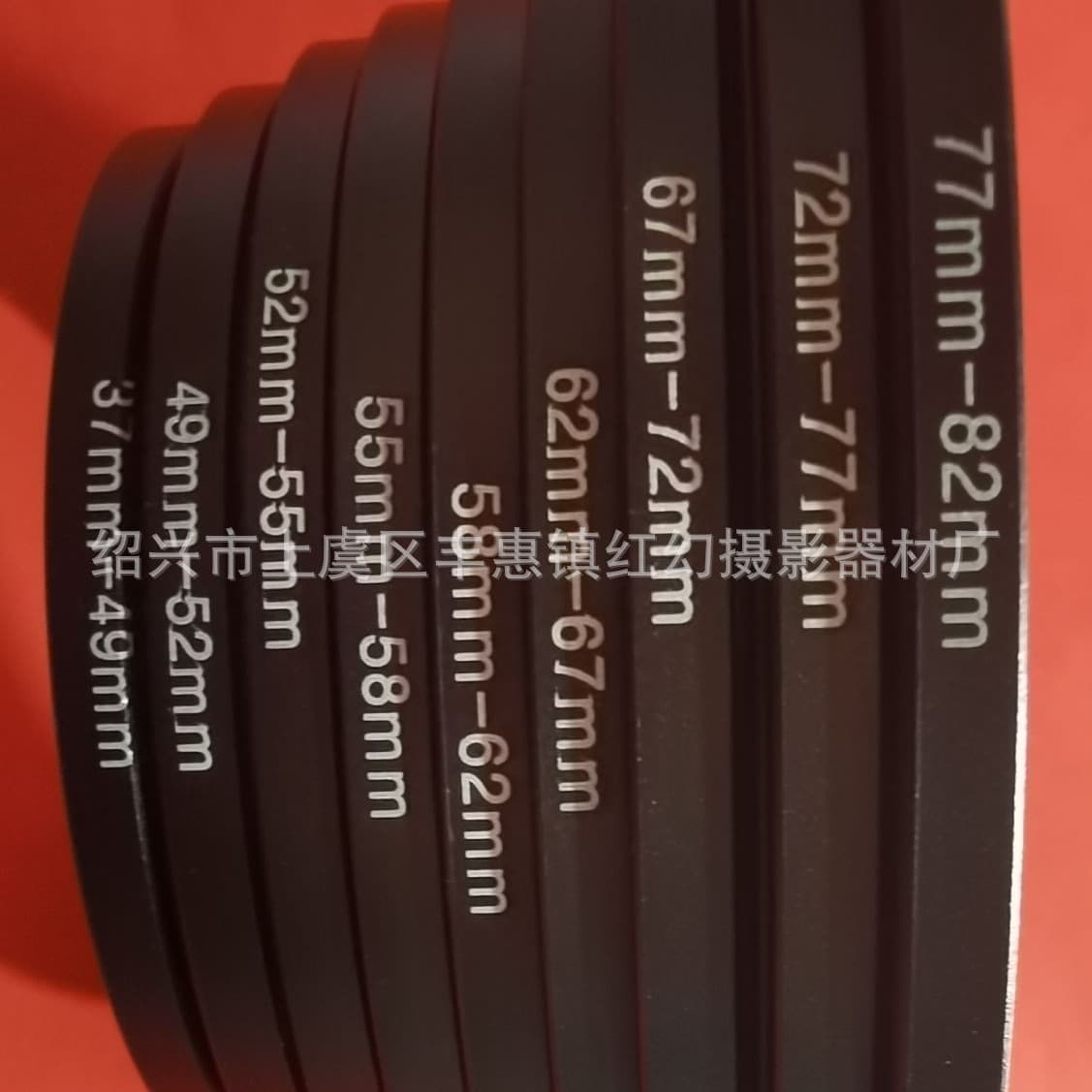 Adapter Ring 9-Piece Set 37-49-52-55-62-67-72-77-82mm Step-Up Ring Small to Large Weight 48g