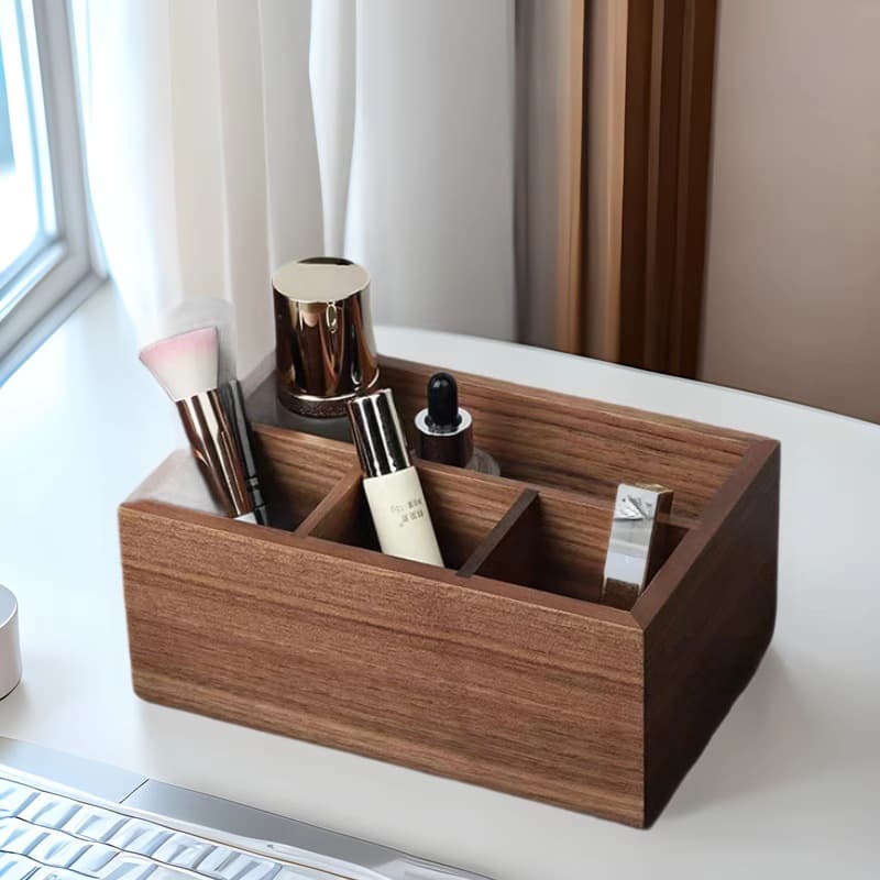 Black walnut multifunctional storage box, solid wood living room coffee table remote control holder, desktop organizer, cosmetic storage box