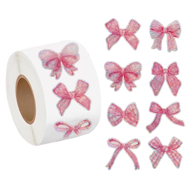 500 stickers/roll 3cm cartoon laser bow sticker labels office stationery decorative labels sealing stickers