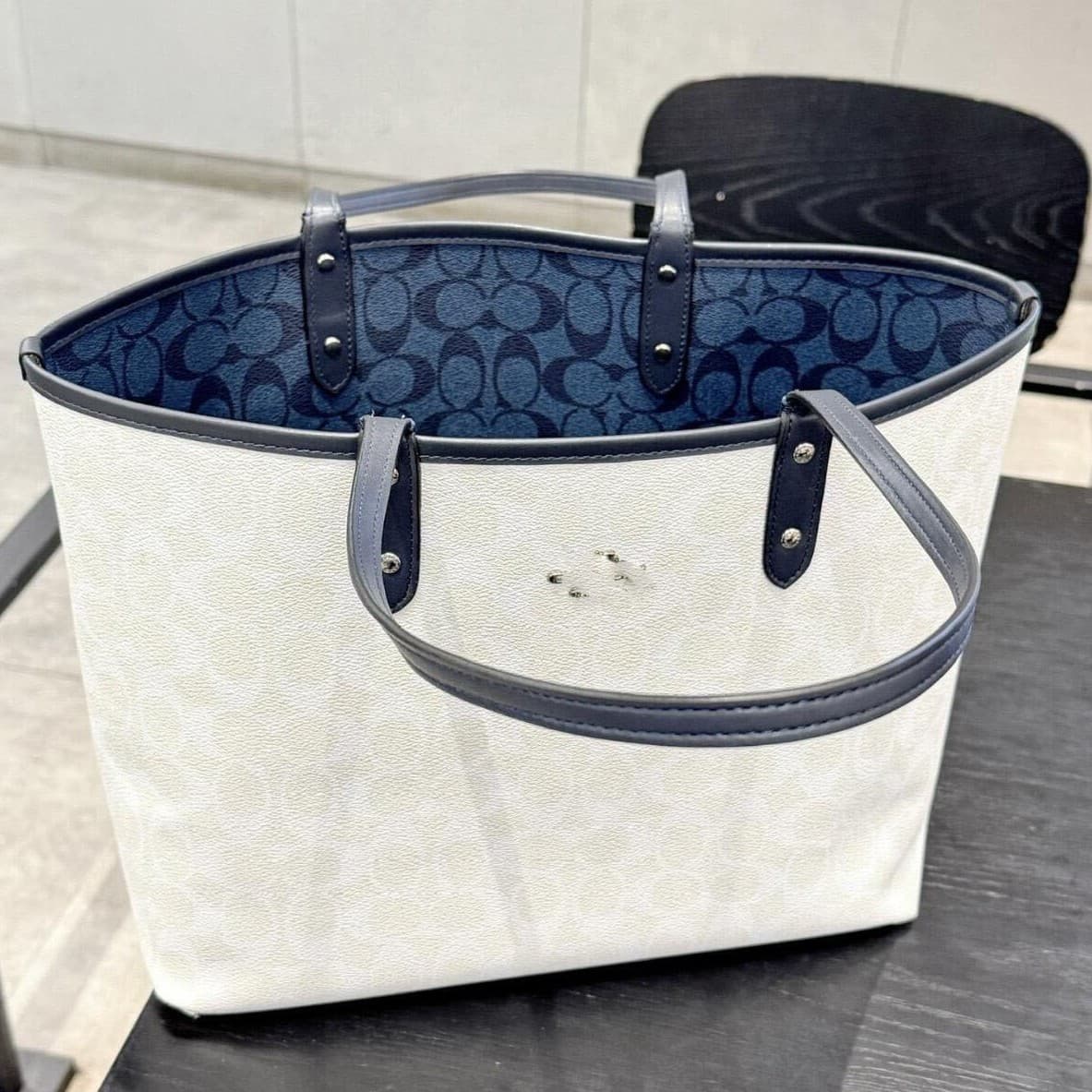 Koujia's new City33 tote bag shopping bag blue and white double-sided portable versatile large-capacity shoulder bag