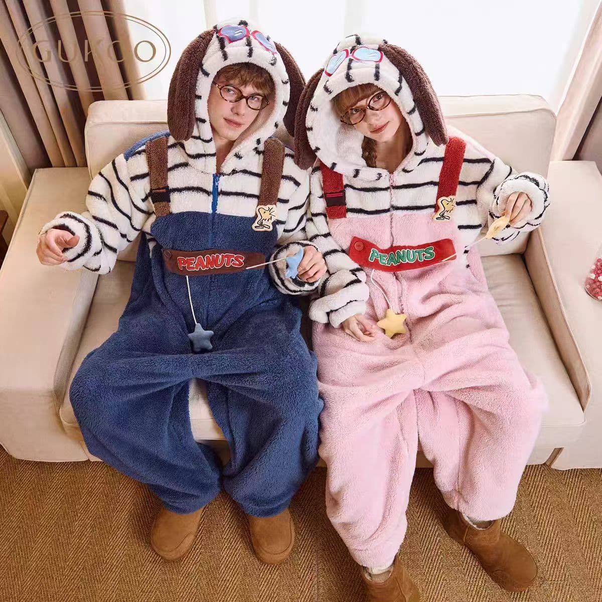 Autumn/Winter Kuromi Shark Stitch Thick Coral Fleece Parent-Child Onesie Pajamas, Warm Cartoon Homewear