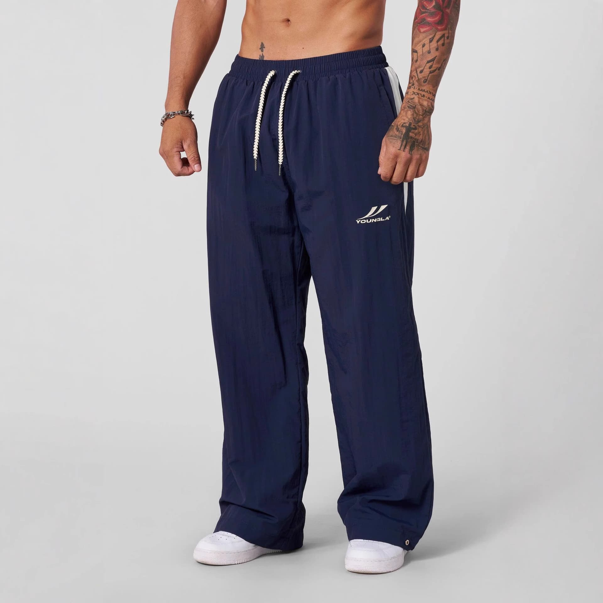 YOUNGLA American Style New Jogging Sports Fitness Men's Sweatpants Loose Casual Wide Leg Trendy Stylish Long Pants