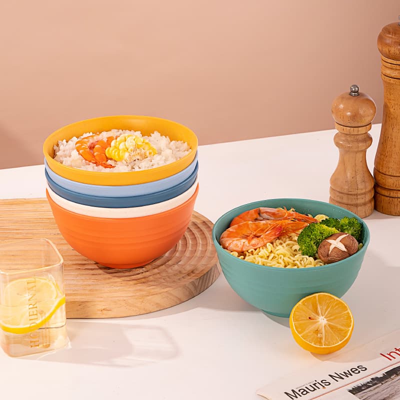 Cross-border Household Round Tableware Bowl Student Dormitory Wheat Bowl Instant Noodle Bowl Canteen Deepened Rice Bowl Wheat Straw Bowl