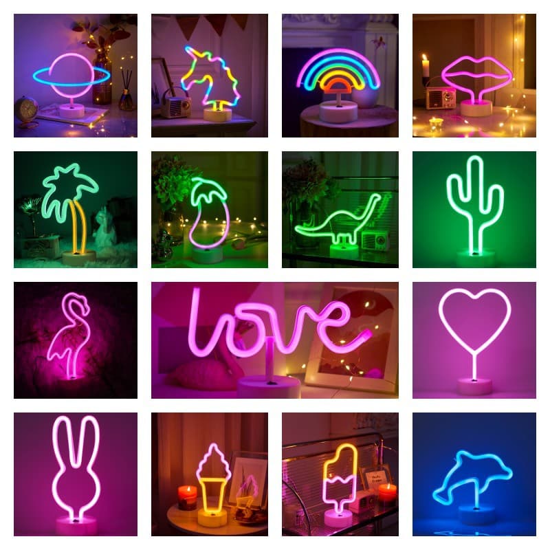 Factory Direct Creative LED Neon Heart Desk Lamp Romantic Dorm Bedroom Room Decorative Colorful Light