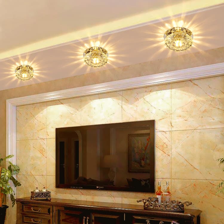 Living room crystal downlight, LED ceiling light, recessed entrance spotlight, hole light, bullseye light, hallway light, corridor fixtures