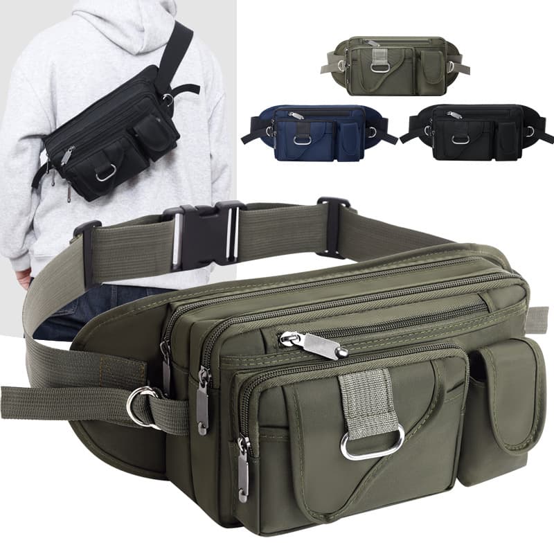 Oxford Cloth Water-Repellent Waist Bag Men's Outdoor Sports Large Capacity Multifunctional Single Shoulder Crossbody Bag Versatile Chest Bag