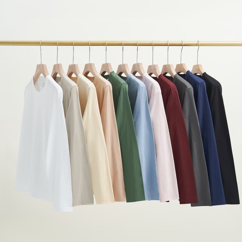 2024 Xinjiang Cotton Heavyweight Pure Cotton Long Sleeve T-Shirt Men's and Women's Autumn Winter Pure White Round Neck Base Layer Basic T