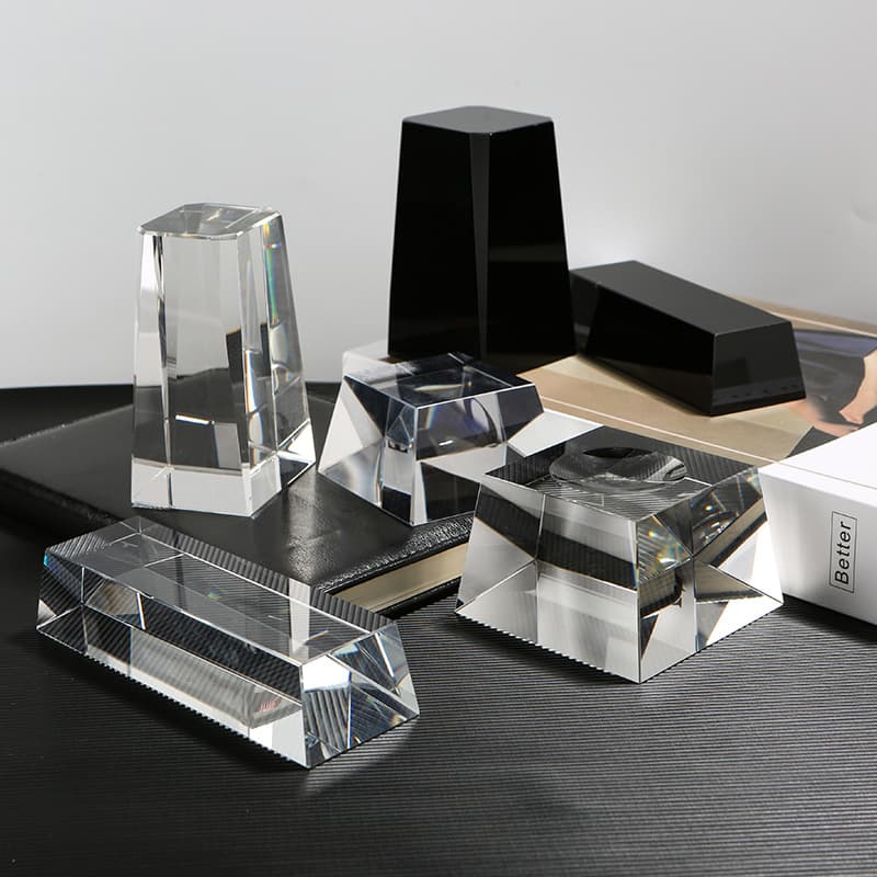 K9 Crystal Base Square Trapezoid Rectangular Transparent Crystal Glass Base Metal Resin Display Stand Accessory Base