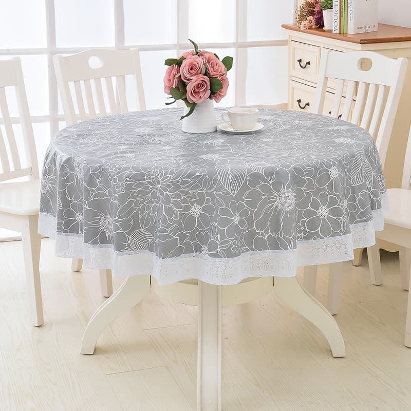 Restaurant Large Round Tablecloth Hotel Plastic Round Table Cloth Waterproof Oil-Proof No-Wash Heat-Resistant Large Round Table Cover