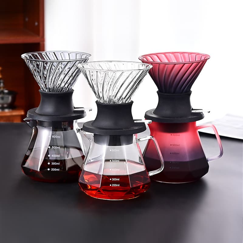 Coffee Sharing Carafe, Pour-Over Coffee Pot with Scale, Drip Coffee Maker Set with Filter Cup